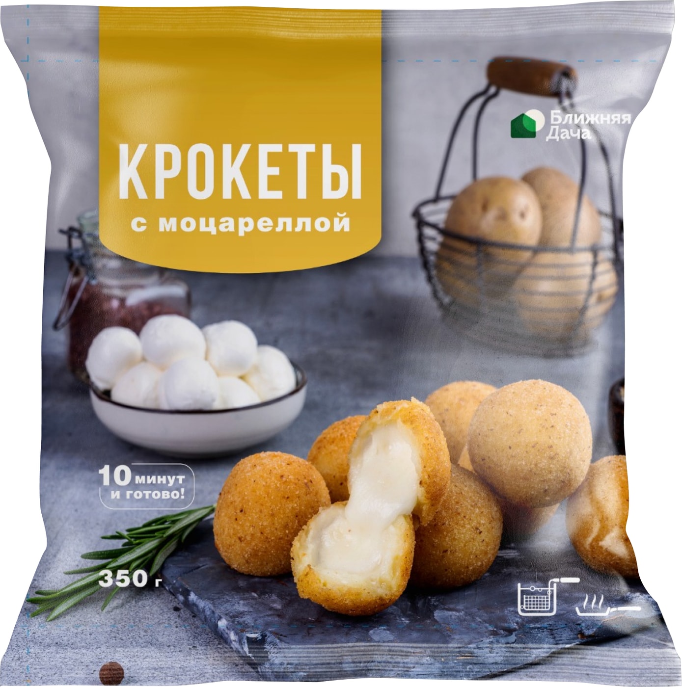 Изображение товара Крокеты Ближняя Дача Картофельные с моцареллой замороженные 350г