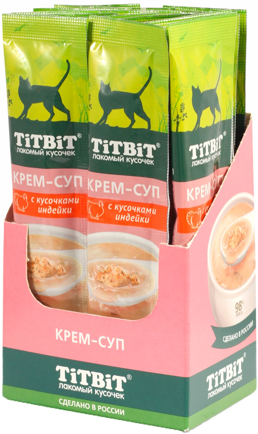 Изображение товара Крем-суп для кошек TiTBiT Лакомый кусочек с индейкой 10г*16шт