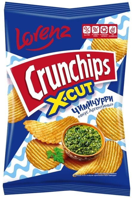 Изображение товара Чипсы Crunchips X-Cut со вкусом аргентинского соуса Чимичурри картофельные рифленые 130г