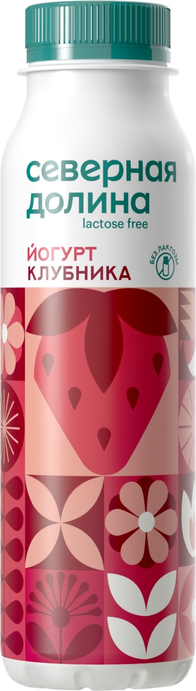 Изображение товара Йогурт Северная Долина Клубника безлактозный 2. 2% 260г - натуральный питьевой продукт без лактозы