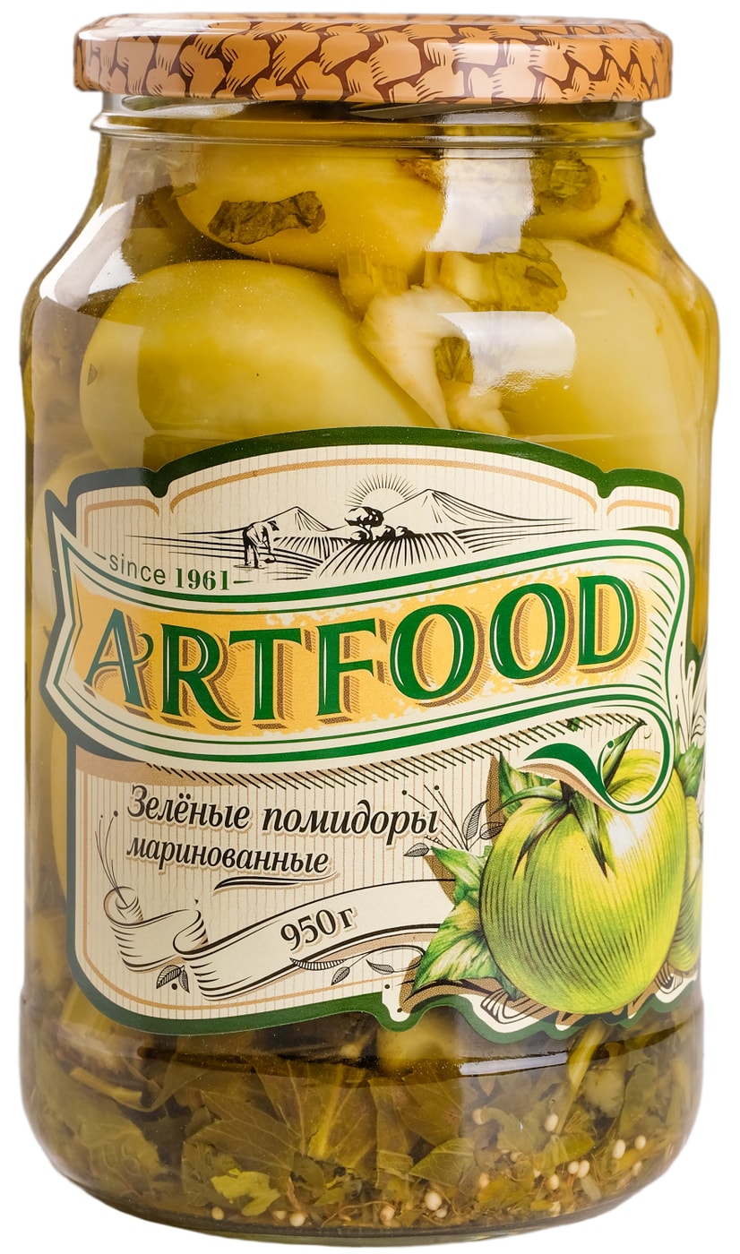 Изображение товара Помидоры зеленые маринованные 950г Art Food - натуральные, вкусные и свежие