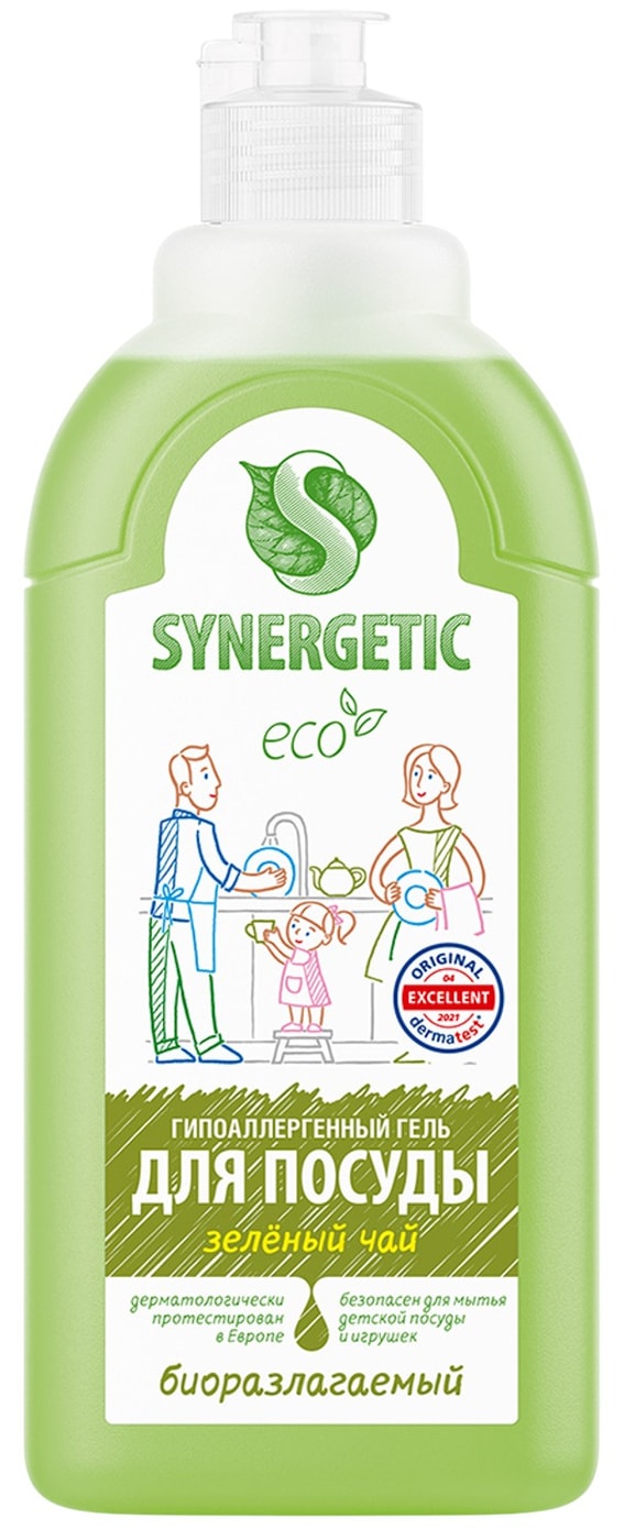 Изображение товара Средство для мытья посуды и детских игрушек Synergetic Зеленый чай 500мл