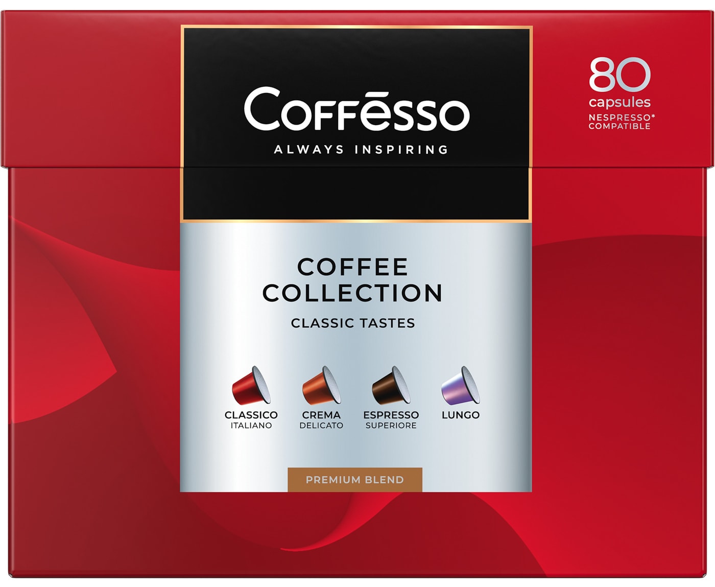 Изображение товара Кофе в капсулах Coffesso Ассорти 80 шт 4 вкуса для Nespresso