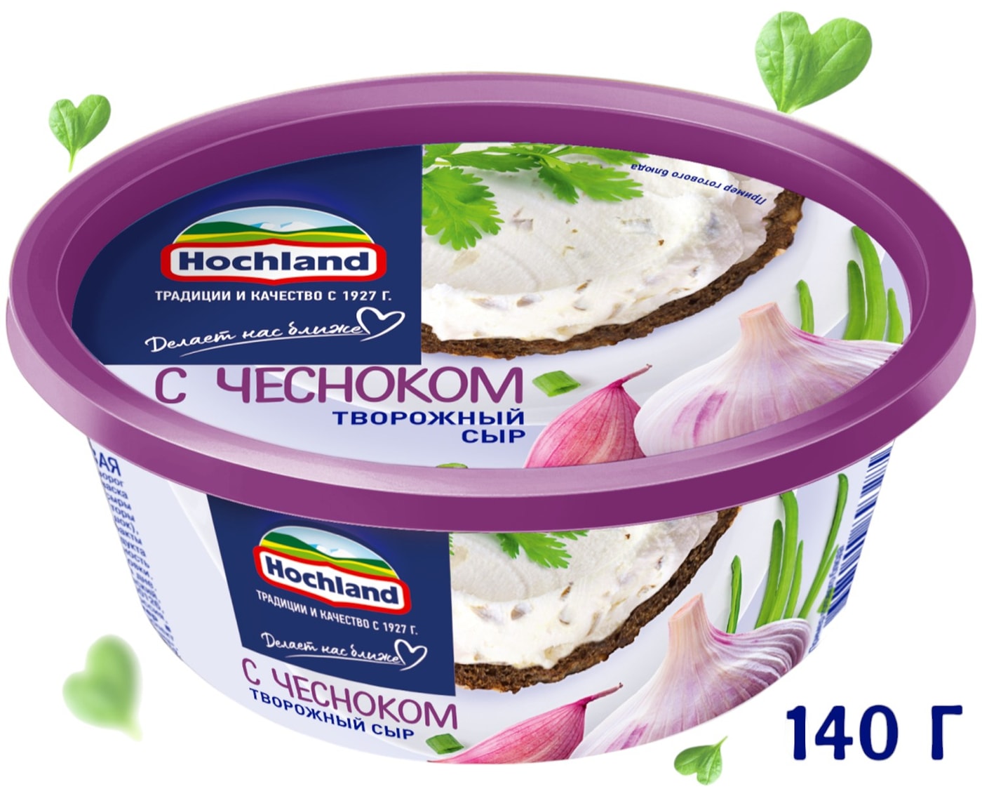 Изображение товара Сыр творожный Hochland с чесноком 60% 140г