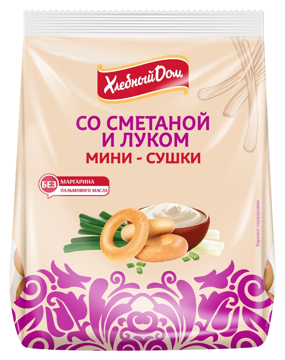 Изображение товара Мини-сушки Хлебный Дом Лук и Сметана 180г