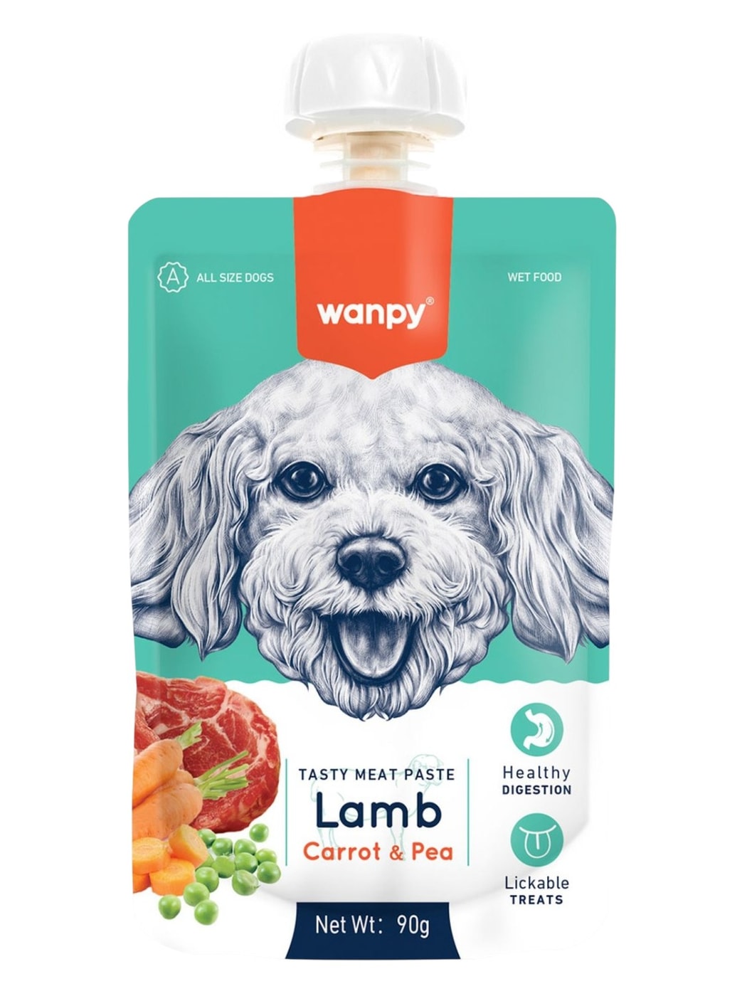 Изображение товара Лакомство для собак Wanpy Dog Мясной мусс из ягненка и моркови 90г