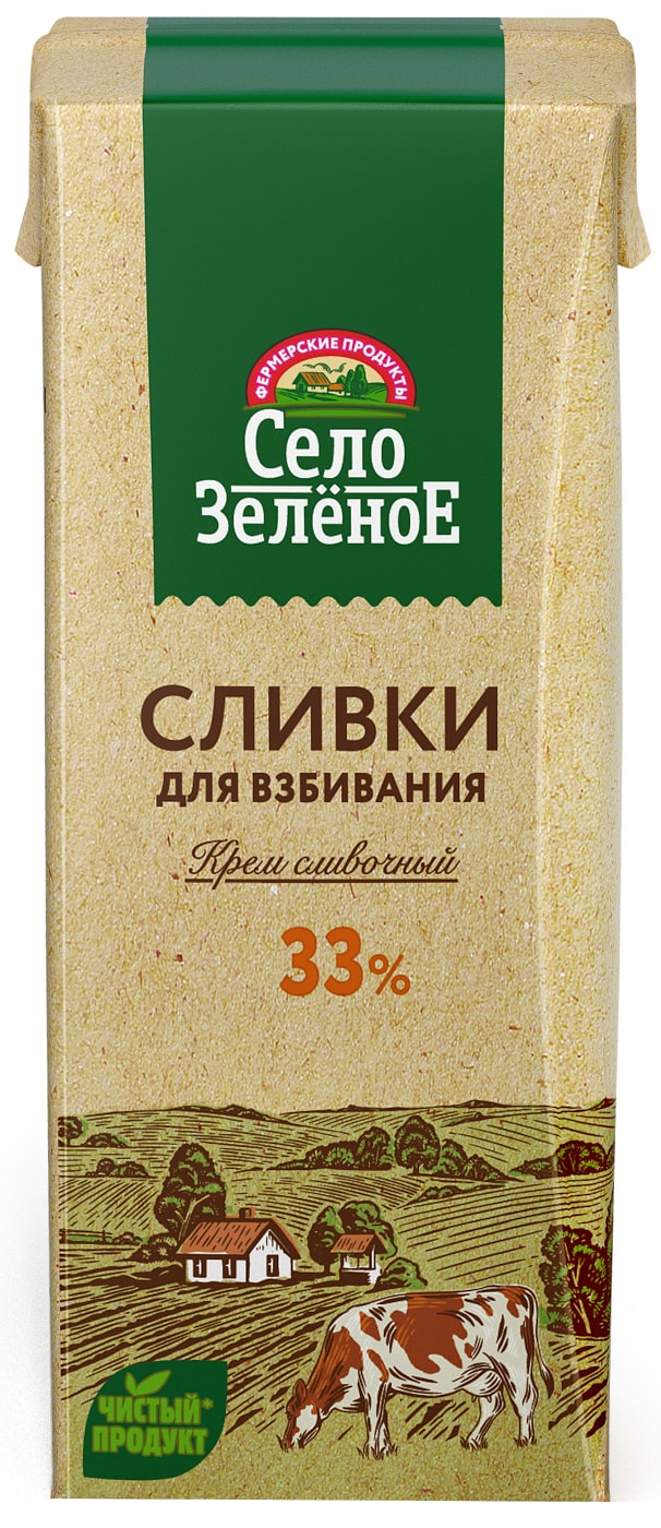Изображение товара Сливки Село Зеленое 33% 200г
