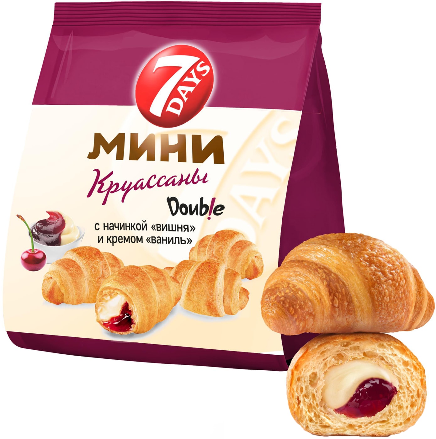 Изображение товара Мини-круассаны 7 Days Double Ваниль-Вишня 265г