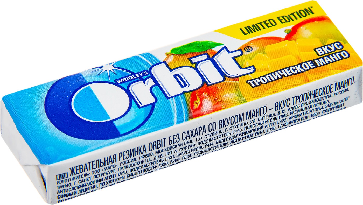 Изображение товара Жевательная резинка Orbit Тропическое Манго 13.6г