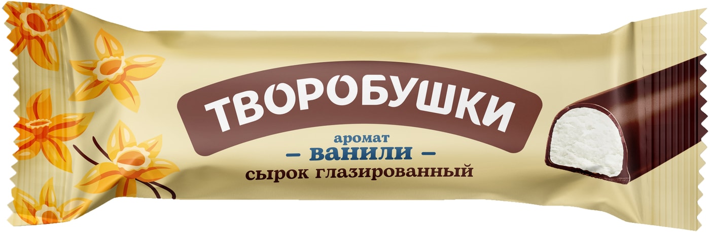 Изображение товара Сырок творожный Творобушки глазированный ваниль в темной глазури 20% 40г
