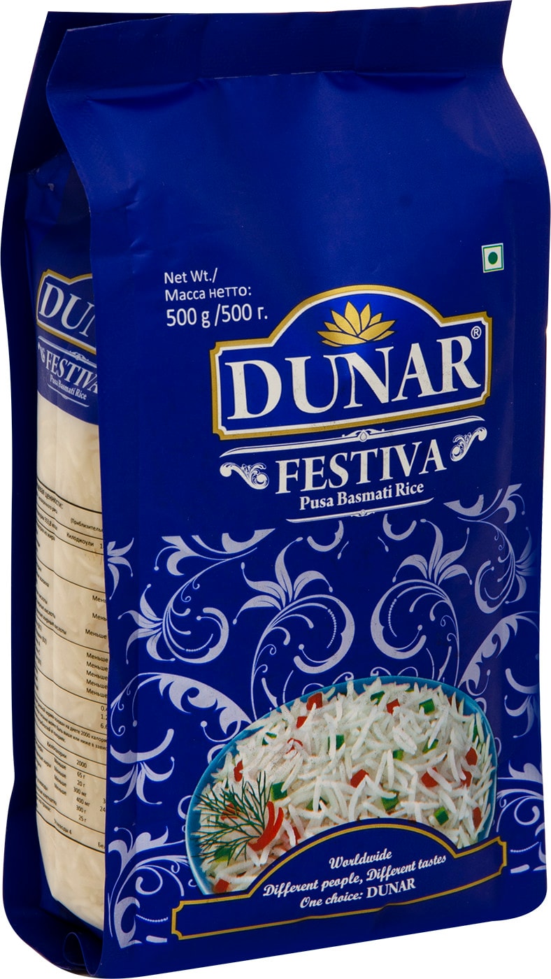 Изображение товара Рис Dunar Festiva 500г длиннозерный Басмати шлифованный Индия