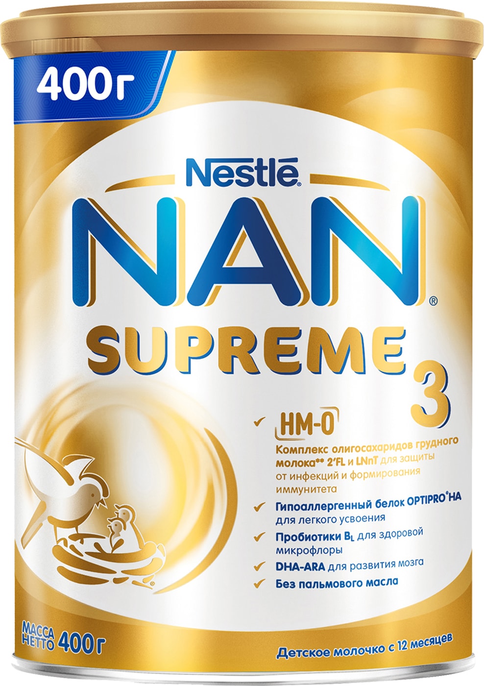 Изображение товара Молочко детское NAN 3 Supreme с 12 месяцев 400г Изображение товара Молочко детское NAN 3 Supreme с 12 месяцев 400г