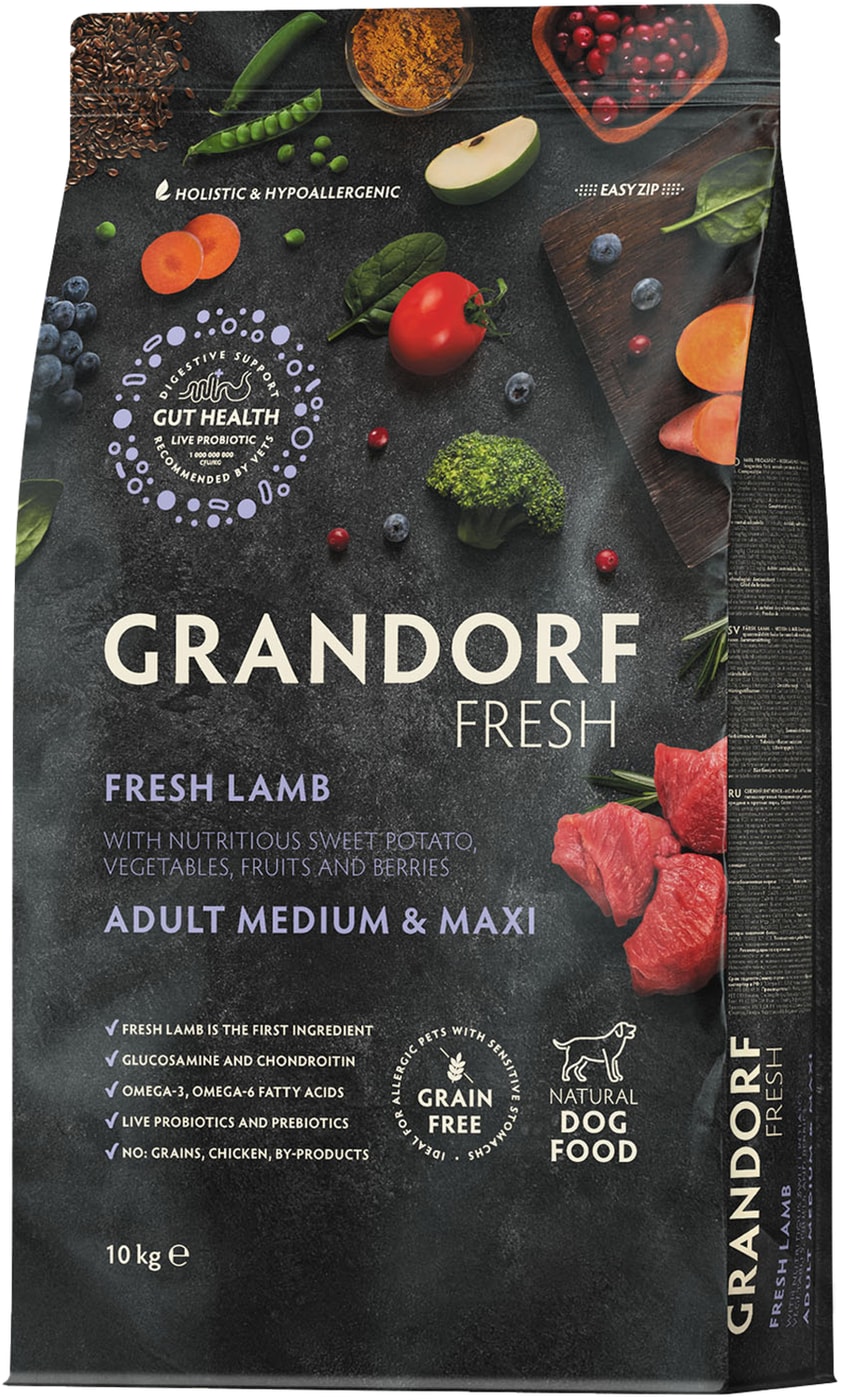 Изображение товара Сухой корм для собак Grandorf Fresh Dog Adult Med&Maxi Lamb&Sweet Potato 10 кг