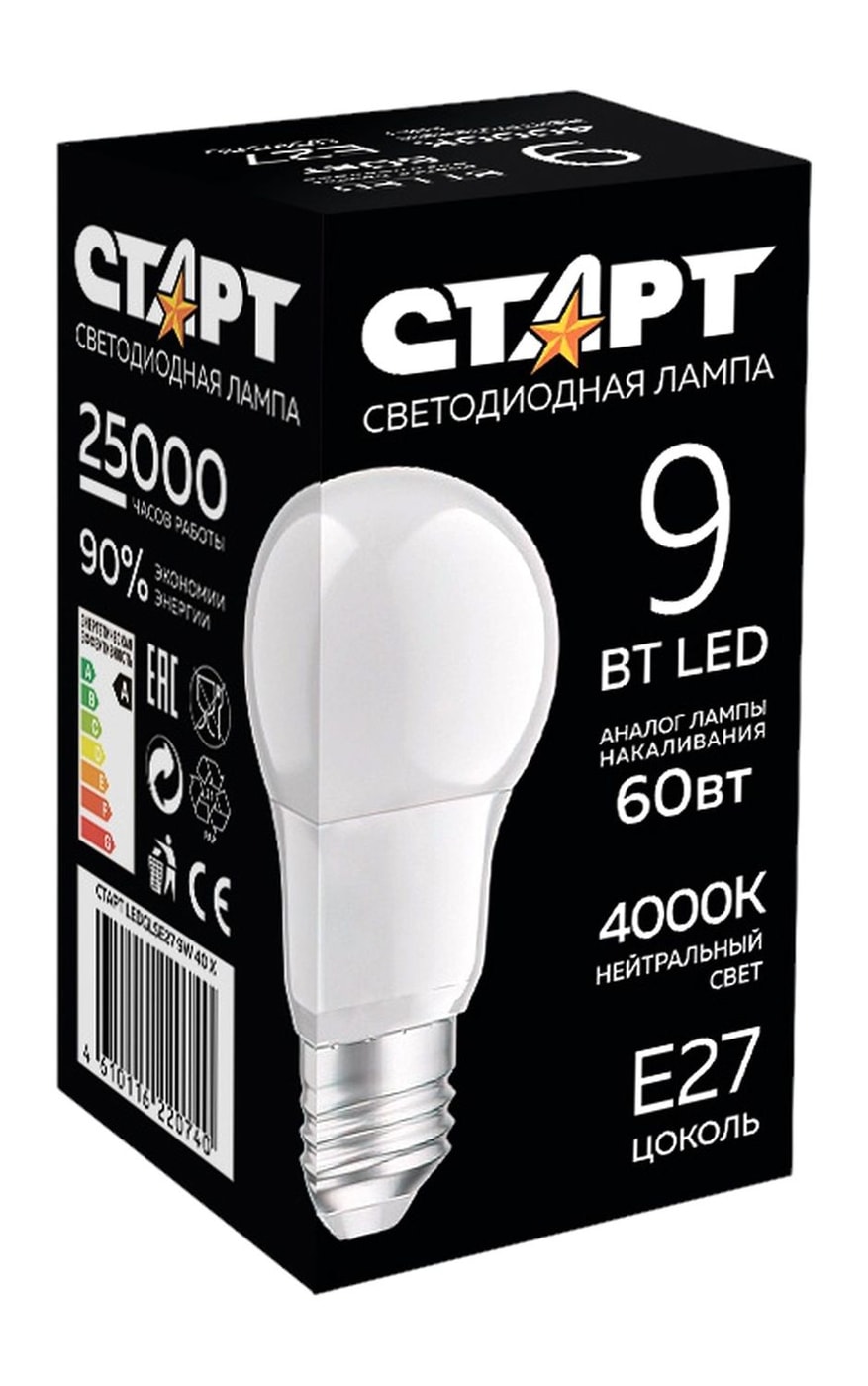 Изображение товара Старт Ledgls E27 9W - светодиодная лампа 9W, цоколь E27
