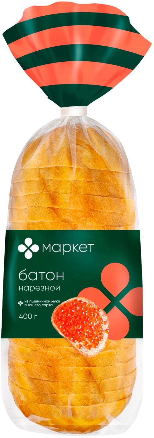 Изображение товара Хлеб Маркет Перекресток Батон нарезной 400 г Изображение товара Хлеб Маркет Перекресток Батон нарезной 400 г