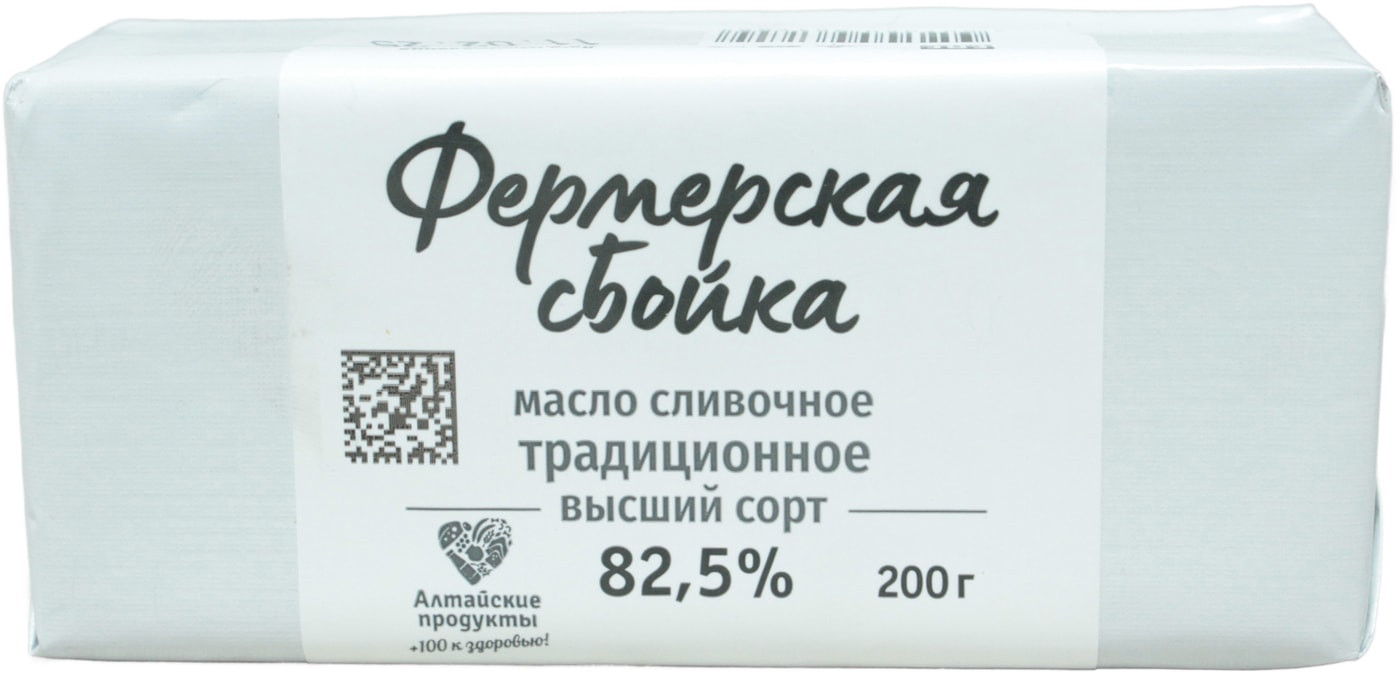 Изображение товара Масло сливочное Фермерская Сбойка традиционное  82.5% 200г