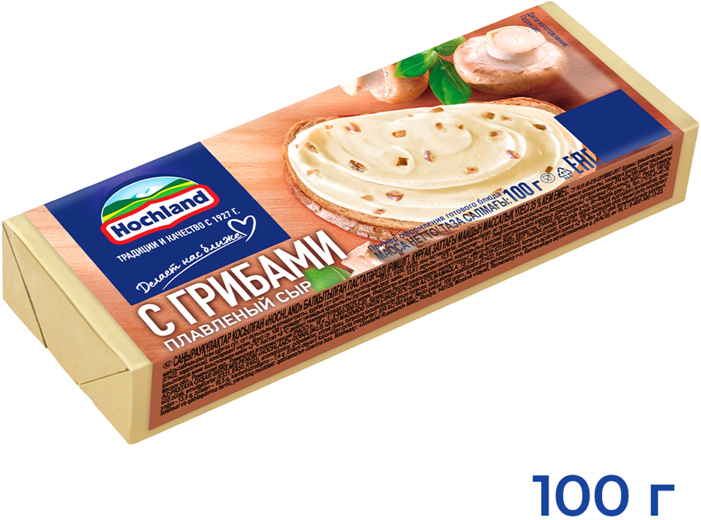 Изображение товара Сыр плавленый Hochland пастообразный с грибами 35% 100г