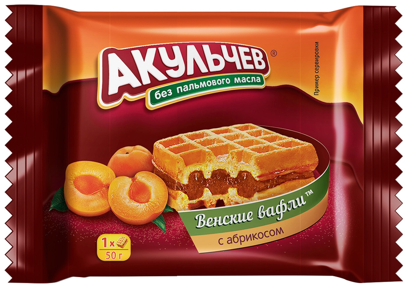 Изображение товара Вафли Акульчев Венские с абрикосом 50г