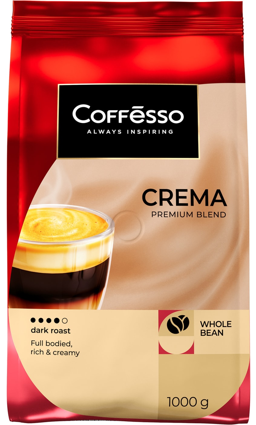 Изображение товара Кофе в зернах Coffesso Crema 1 кг темная обжарка вакуумная упаковка