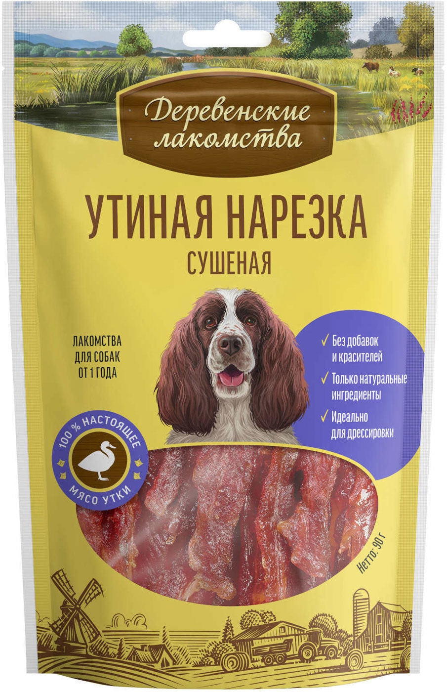 Изображение товара Лакомство для собак Деревенские лакомства Утиная нарезка 90г