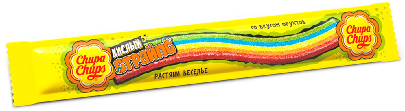 Изображение товара Экструдированный мармелад Chupa-Chups Страйпс со вкусом фруктов 10г