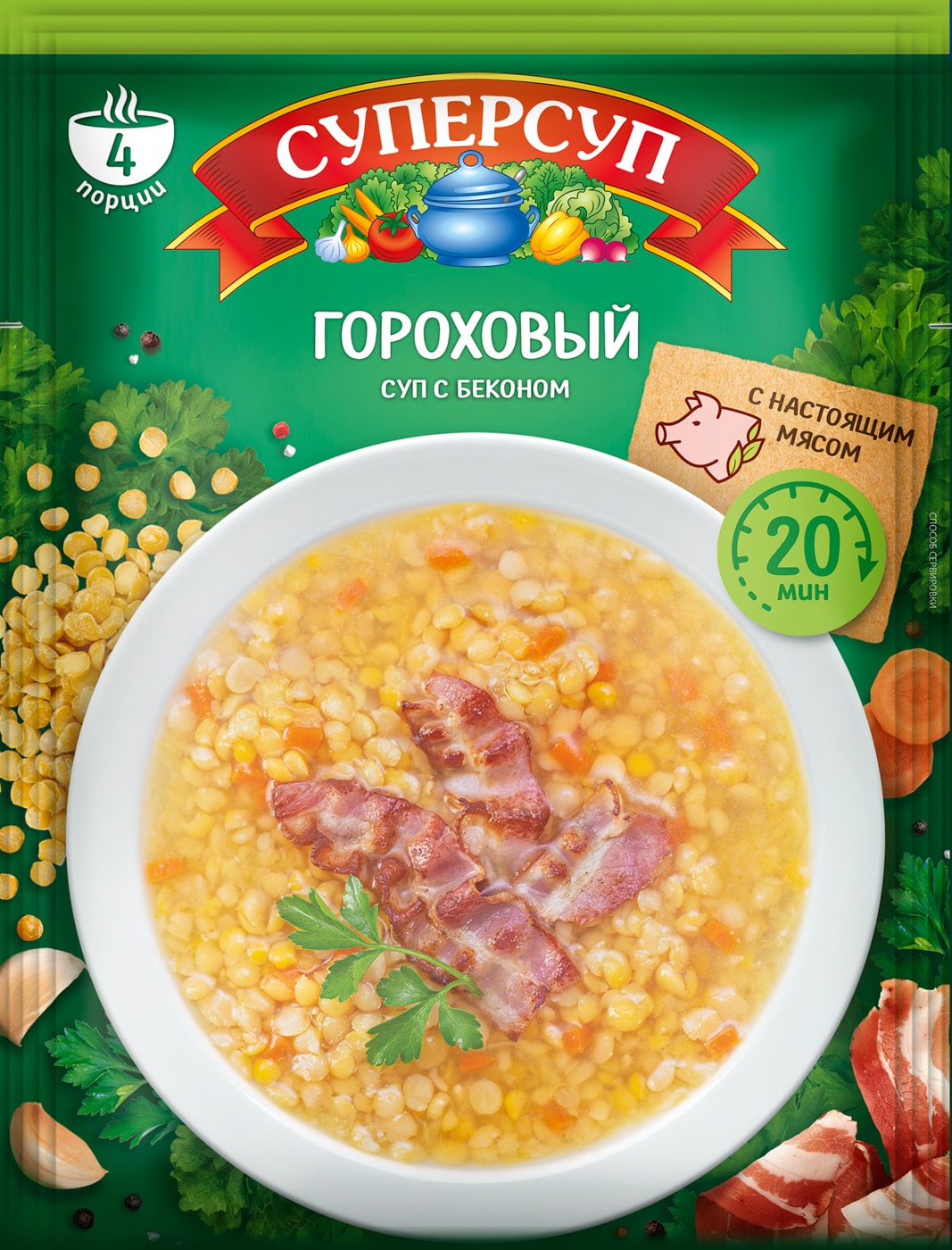 Изображение товара Суп Суперсуп Гороховый с беконом 70г