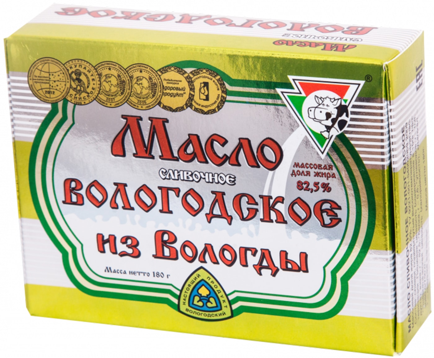 Изображение товара Масло сливочное Вологодское 82.5% 180г натуральное, в масленке