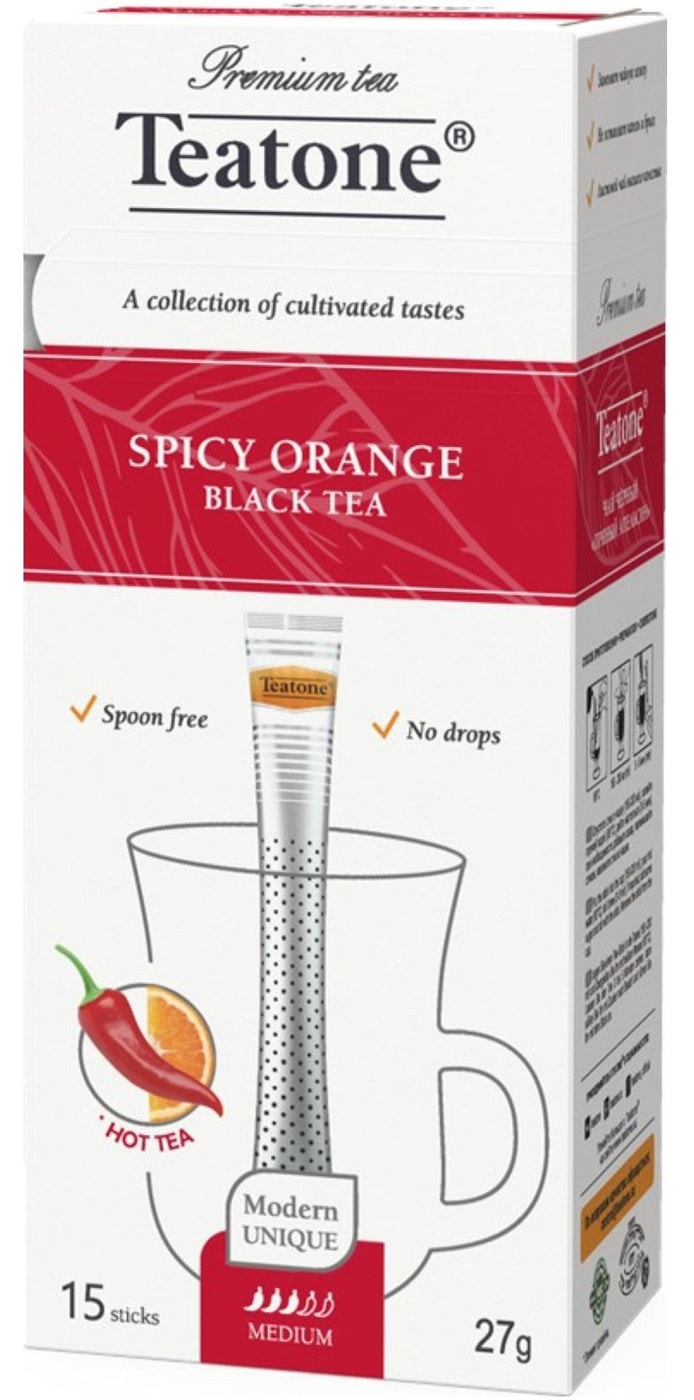 Изображение товара Чай Teatone Пряный апельсин в стиках черный 15*1.8г