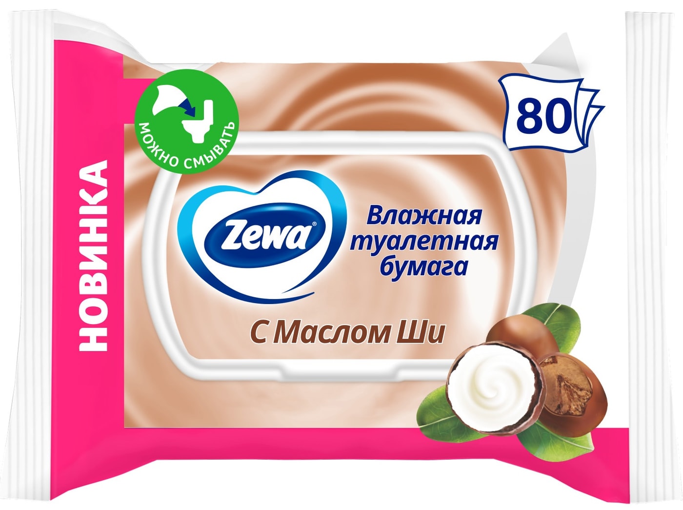 Изображение товара Влажная туалетная бумага Zewa с Маслом Ши 80л