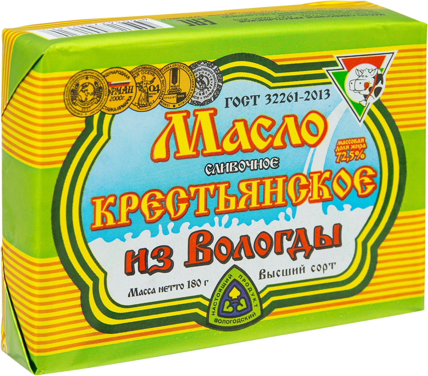 Изображение товара Масло сливочное Из Вологды Крестьянское 72.5% 180г