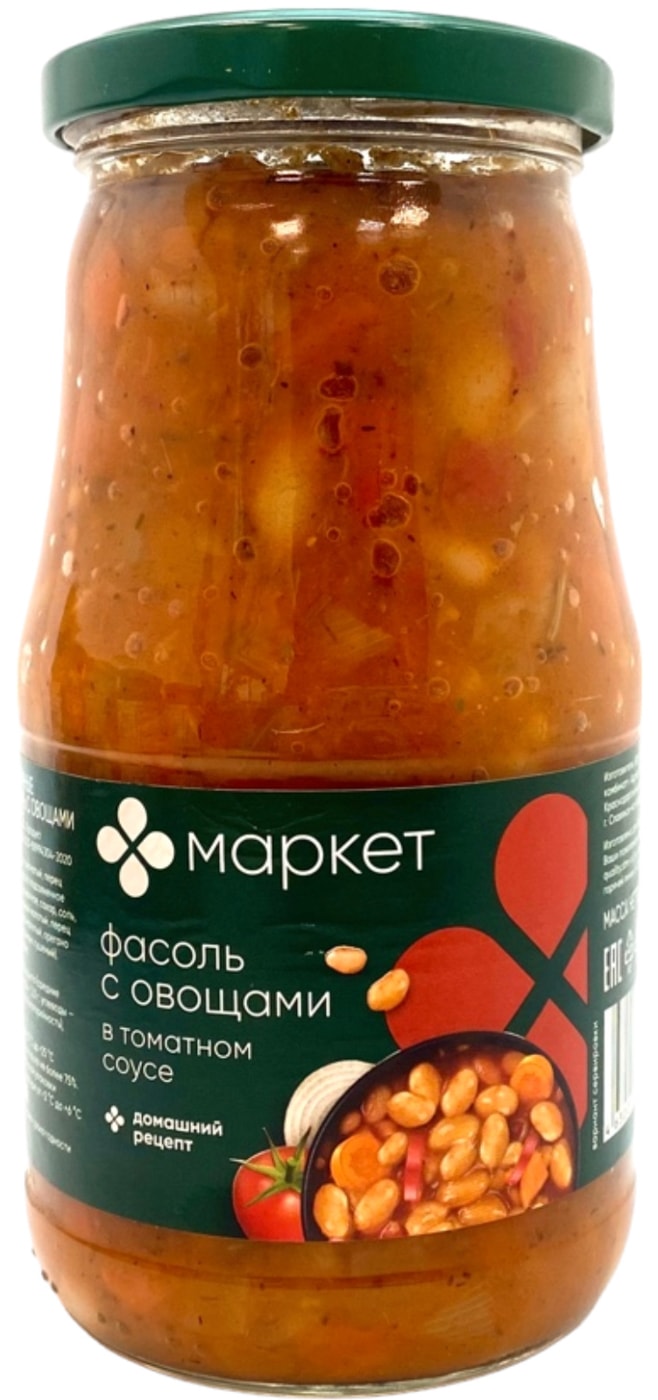 Изображение товара Фасоль Маркет с овощами в томатном соусе 530г