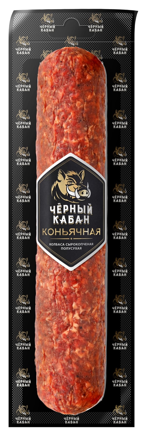 Изображение товара Колбаса сырокопченая Черный Кабан Коньячная 450 г Россия высокое качество