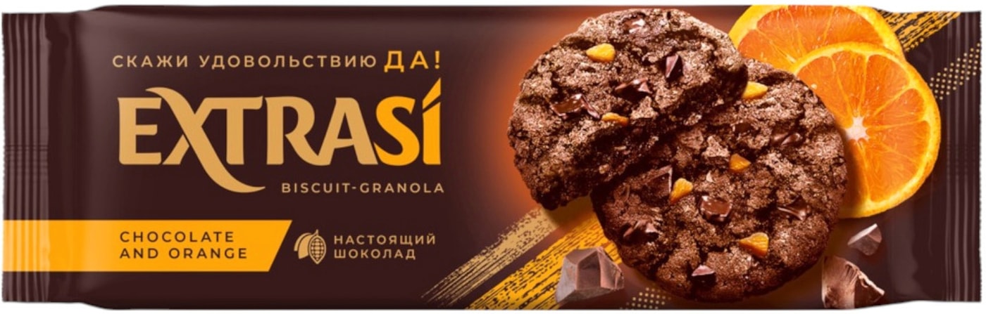 Изображение товара Печенье Extrasi Гранола сдобное с шоколадом и апельсином 150г