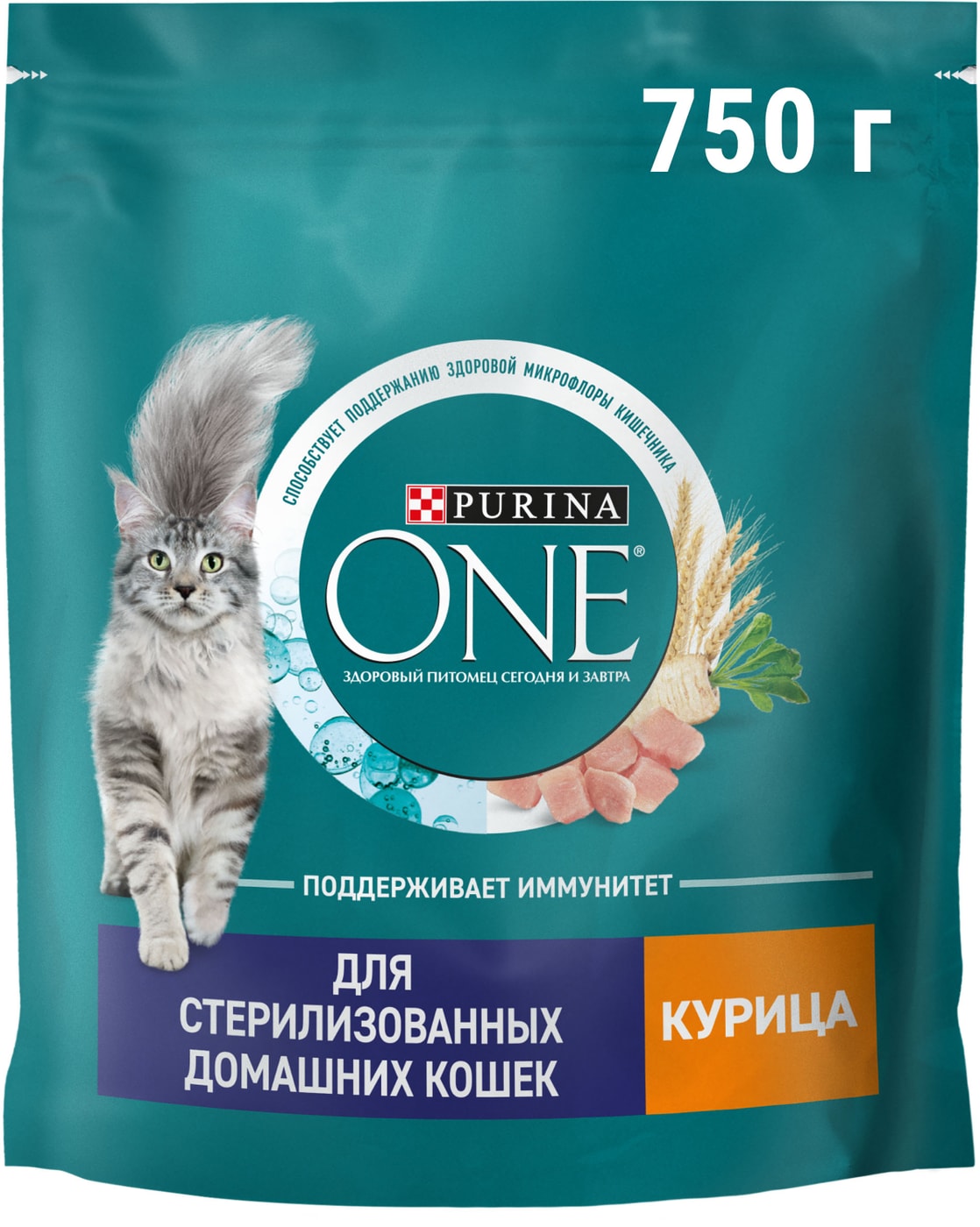 Изображение товара Сухой корм для кошек Purina ONE для стерилизованных с курицей 750г
