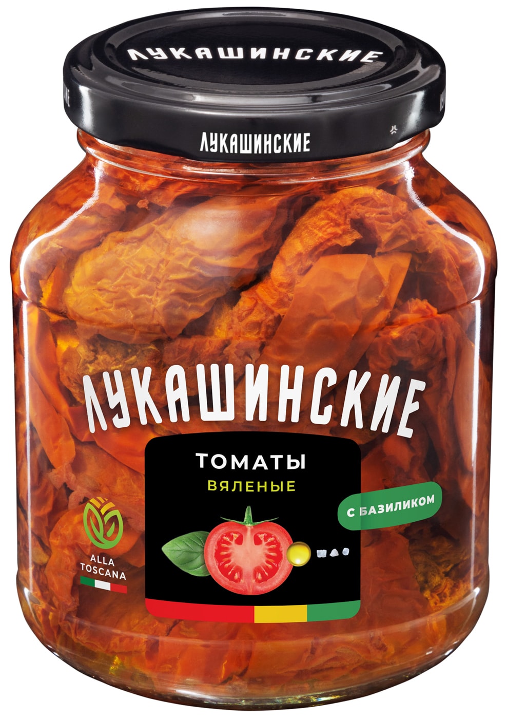Изображение товара Томаты Лукашинские вяленые Alla Toscana с базиликом 250г натуральный продукт