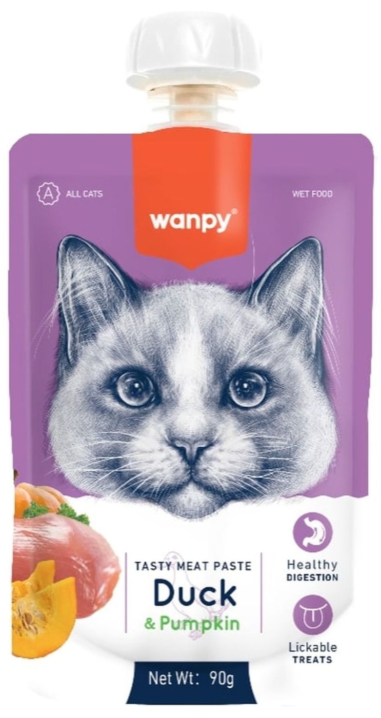 Изображение товара Лакомство для кошек Wanpy Cat Мясной мусс из утки и тыквы 90г
