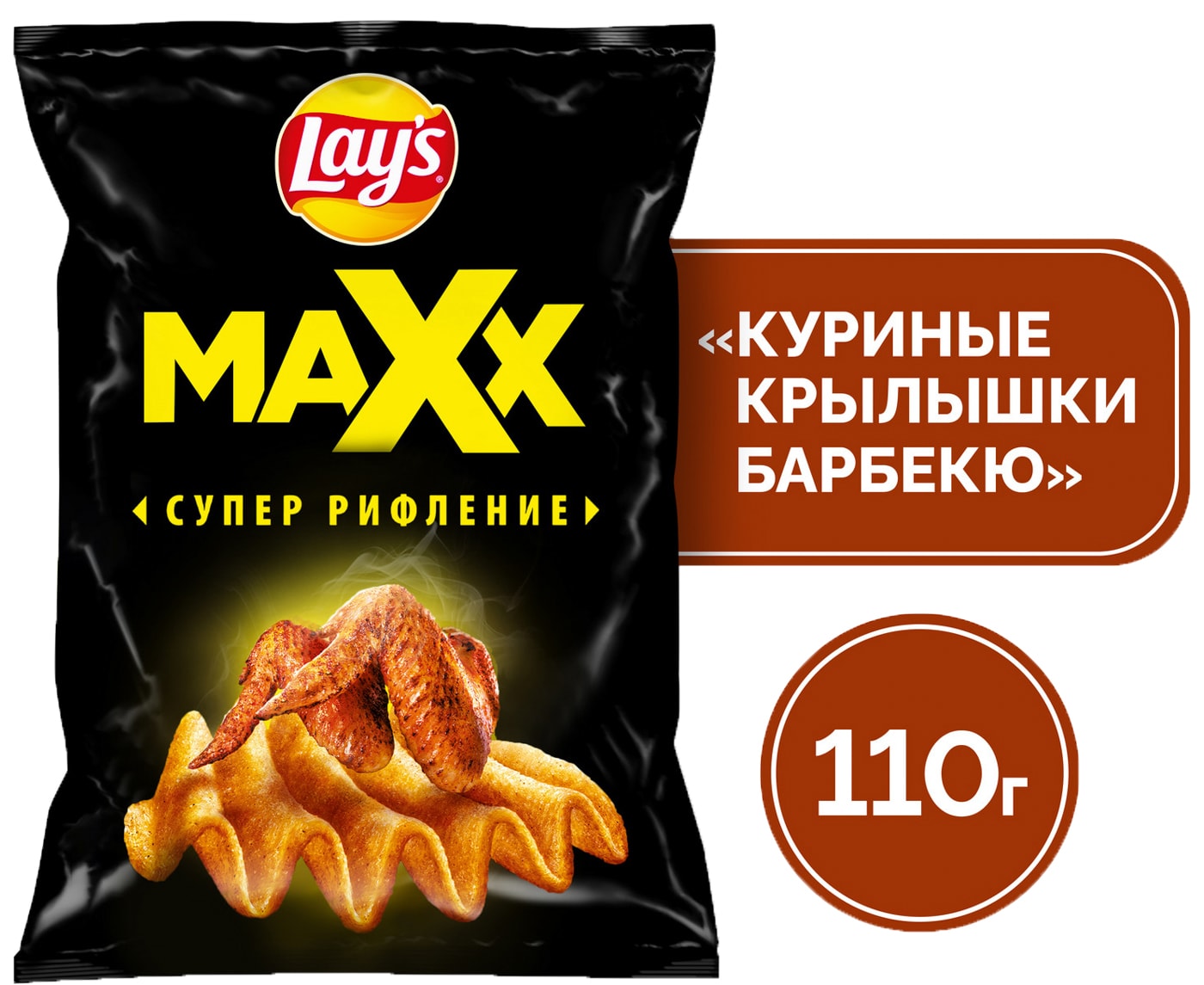 Изображение товара Чипсы Lays Max Куриные Крылышки Барбекю 110г