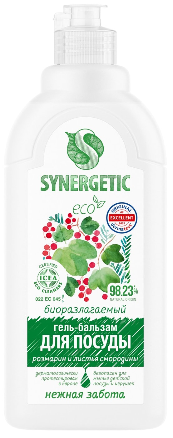 Изображение товара Гель-бальзам для мытья посуды и детских игрушек Synergetic Розмарин и листья смородины 500мл