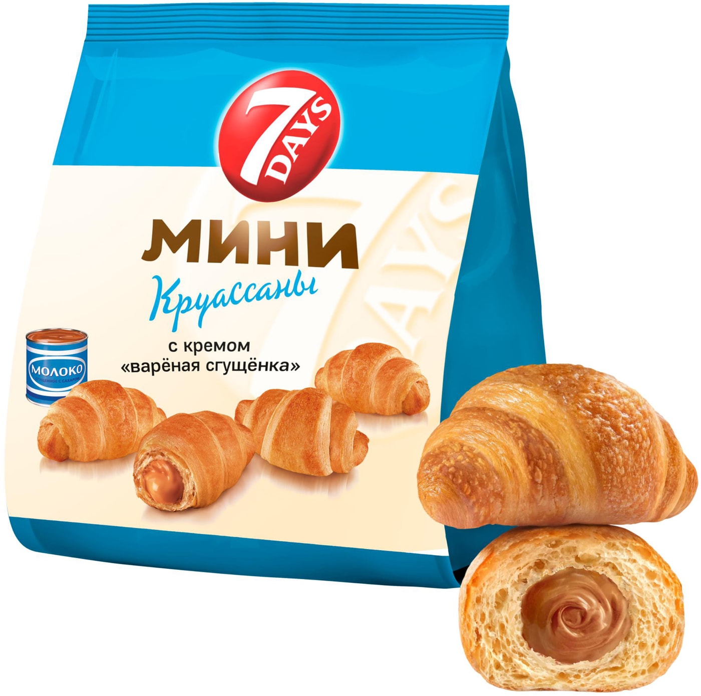 Изображение товара Мини-круассаны 7 Days с кремом Вареная сгущенка 265г мягкие и вкусные