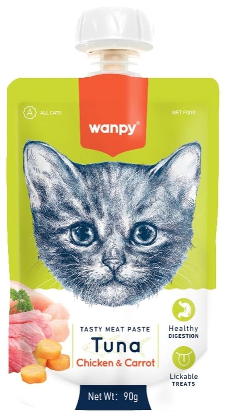 Изображение товара Лакомство для кошек Wanpy Cat мясной мусс из тунца и курицы 90г влажное питание для взрослых