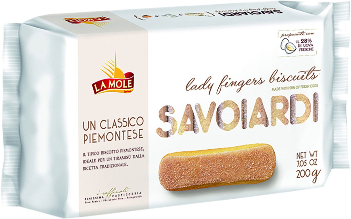 Изображение товара Печенье La Mole Lady Fingers 200г итальянское хрустящее лакомство