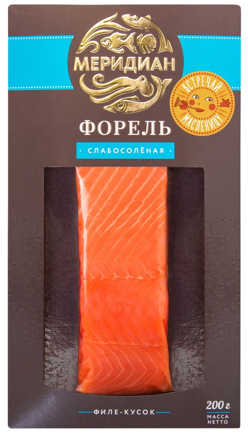 Изображение товара Радужная форель Меридиан филе слабосоленая 200 г свежий продукт