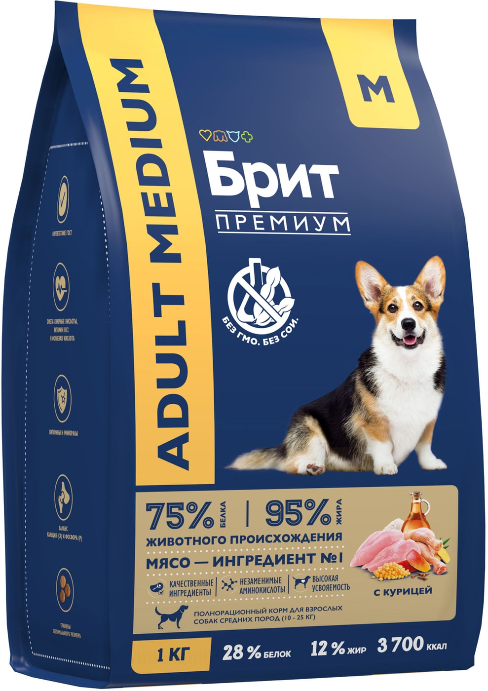 Изображение товара Сухой корм для собак Brit Premium Dog Adult Medium 1 кг с курицей