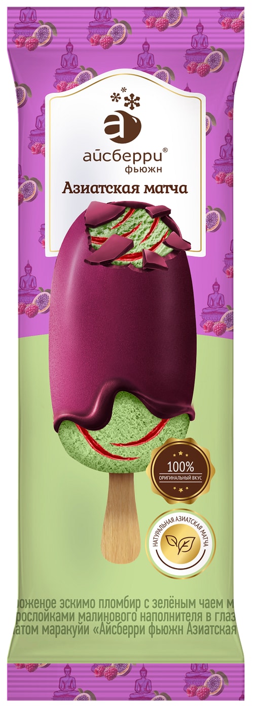 Изображение товара Мороженое Айсберри Фьюжн Азиатская матча эскимо пломбир 80г