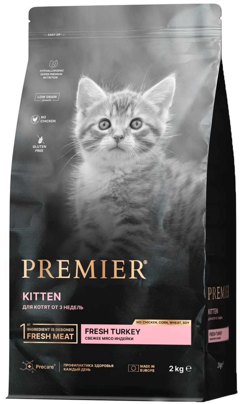 Изображение товара Сухой корм для котят Premier Cat Turkey Kitten Свежая индейка 2кг