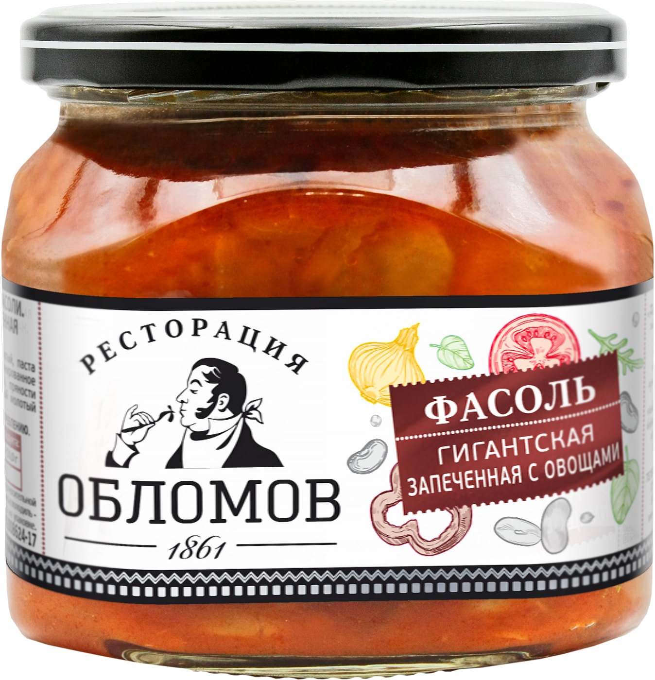 Изображение товара Фасоль Ресторация Обломов Гигантская запеченная с овощами 430г