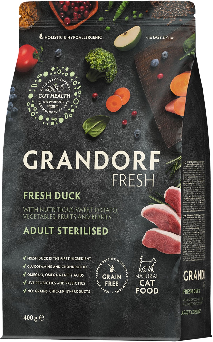 Изображение товара Сухой корм для кошек Grandorf Fresh Cat Sterilised Свежее мясо утки с бататом для стерилизованных 400г