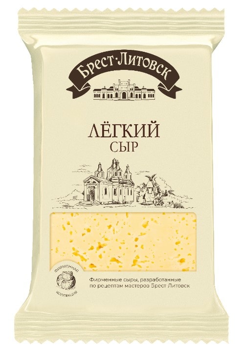 Изображение товара Сыр Брест-Литовск Легкий полутвердый 35% 200г Изображение товара Сыр Брест-Литовск Легкий полутвердый 35% 200г