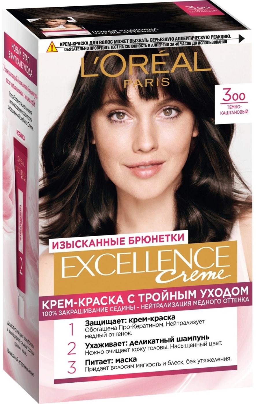 Изображение товара Крем-краска для волос Loreal Paris Excellence Creme 300 темно-каштановый