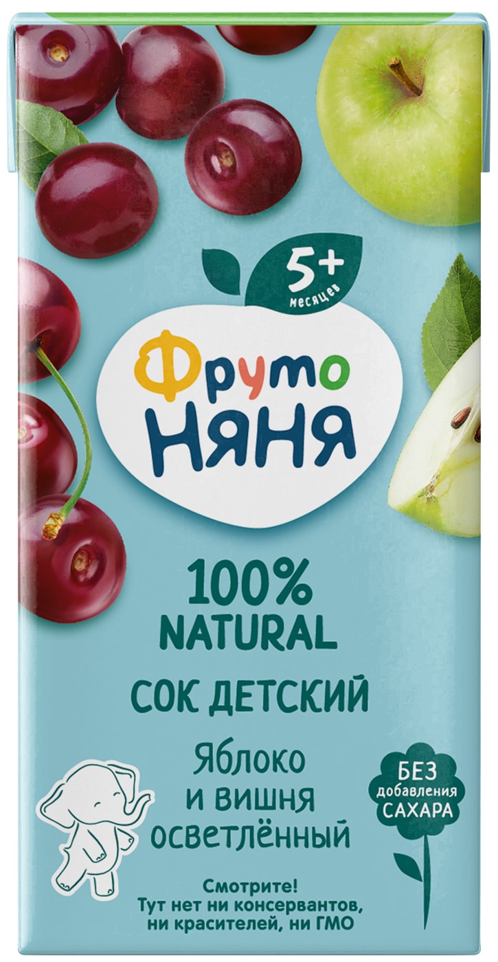Изображение товара Сок ФрутоНяня Яблоко-вишня 200мл
